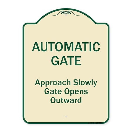 Signmission Designer Series-Automatic Gate Approach Slowly Gate Opens, 24" x 18", TG-1824-9862 A-DES-TG-1824-9862